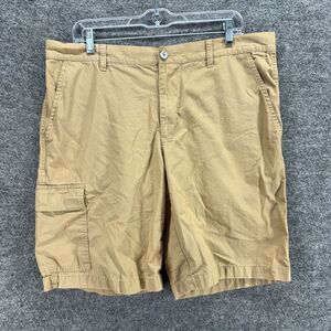 Columbia Cargo Shorts Men 36 Beige Mid Rise Cotton Flat Front Pockets Regular